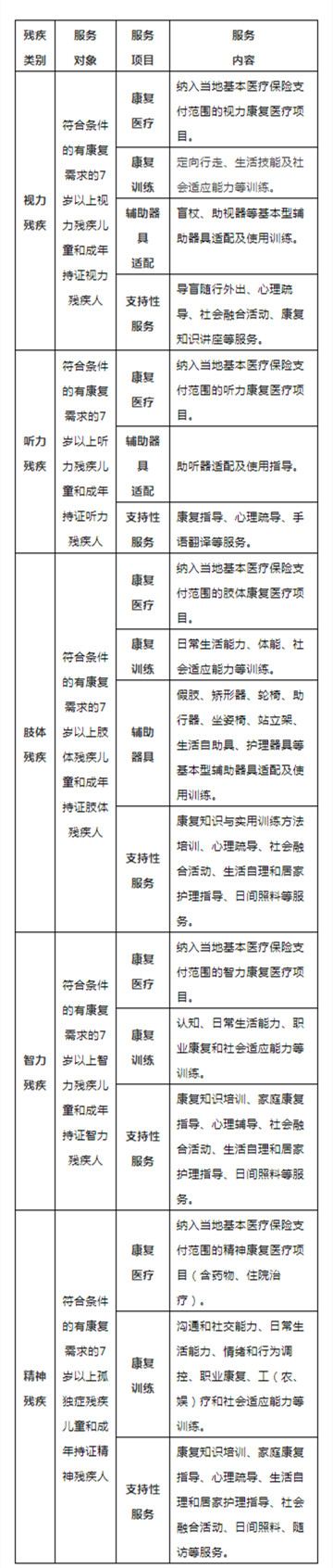 2019殘疾人服務(wù)目錄